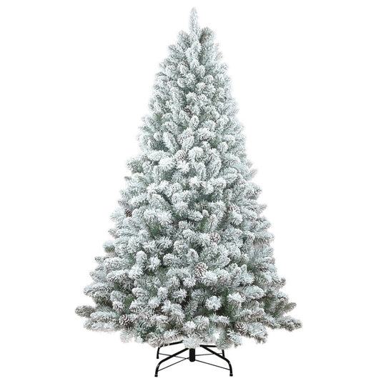 Snow Flocked Christmas Tree – 4ft / 5ft / 6ft / 7ft – Premium Artificial Winter Pine with Heavy Snow Effect + Metal Stand