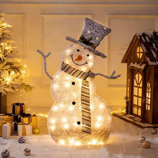 LED Christmas Snowman Decoration Light – Collapsible & Battery Operated