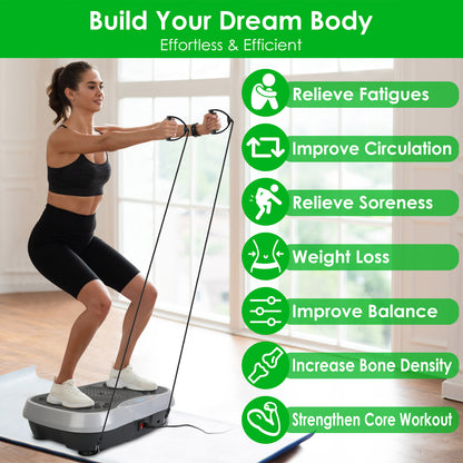 1Pc Vibration Exercise Machine With Resistant Bands Remote Control Whole Body Vibration Platform Workout Equipment Home Fitness Training Equipment For Weight Loss Fat Burner